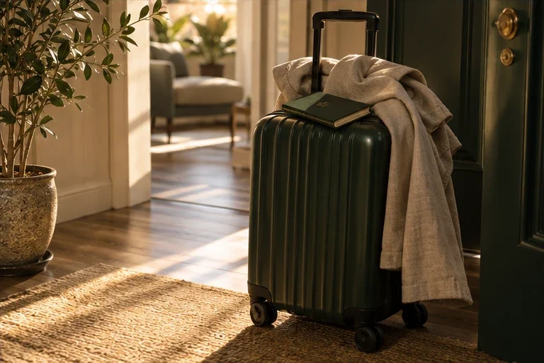 A suitcase at home after the trip