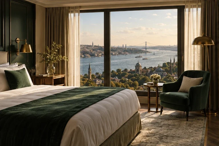 A hotel room overlooking the Bosphorus, Istanbul